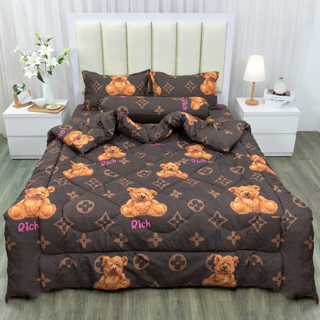 Bộ chăn ga gối 5 món - CHĂN PHAO, GA, VỎ GỐI, VỎ ÔM - Chất liệu Poly cotton cao cấp - Ga gối NguyetBedding | BigBuy360 - bigbuy360.vn