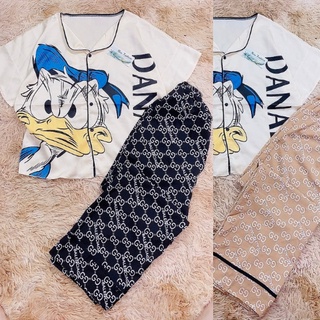 Bộ pyjama lụa mg họa tiết dễ thương , bộ mặc nhà , có hình thật