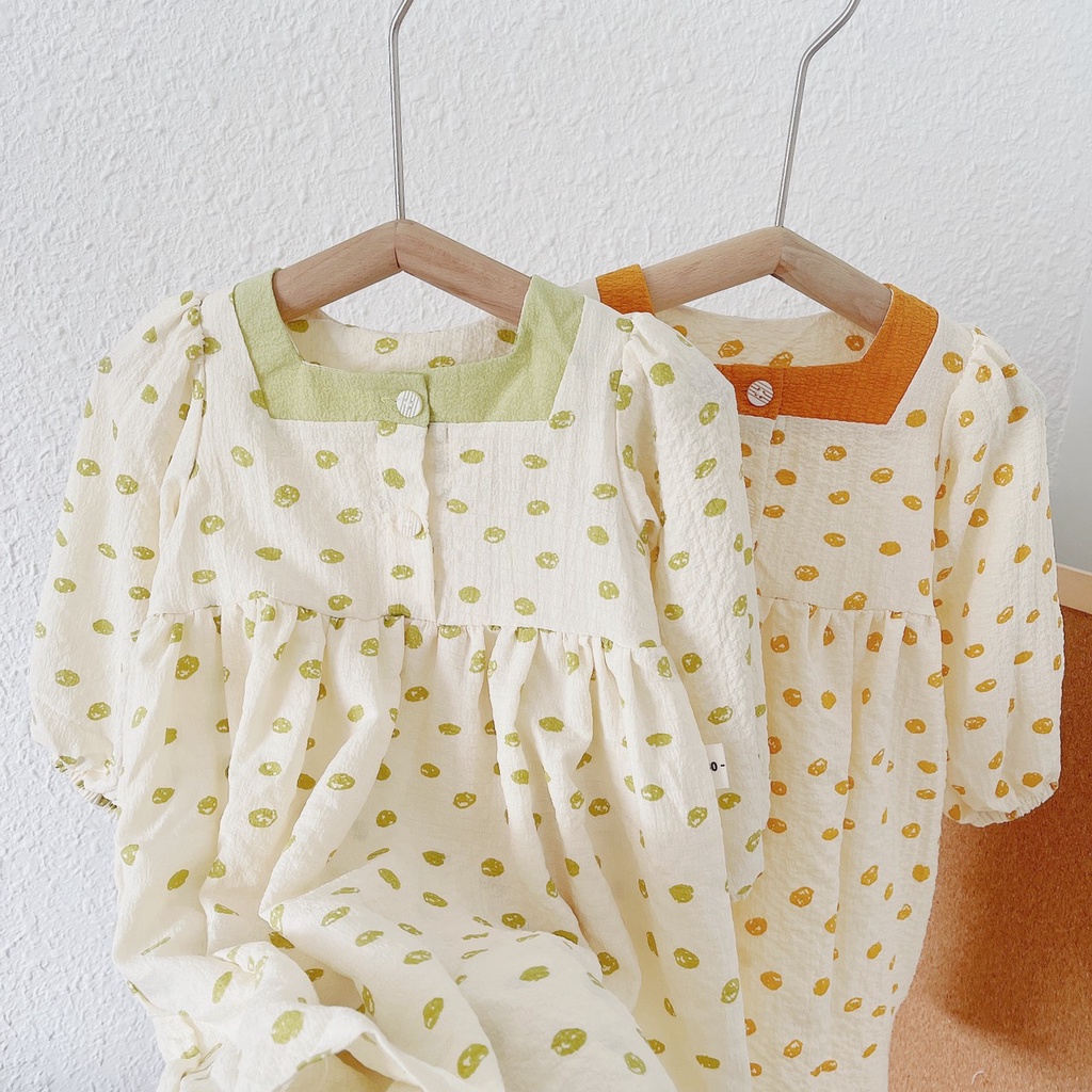 Váy thu xốp nhăn CỔ VUÔNG cho bé gái 1-5 tuổi ( Mã 180922)