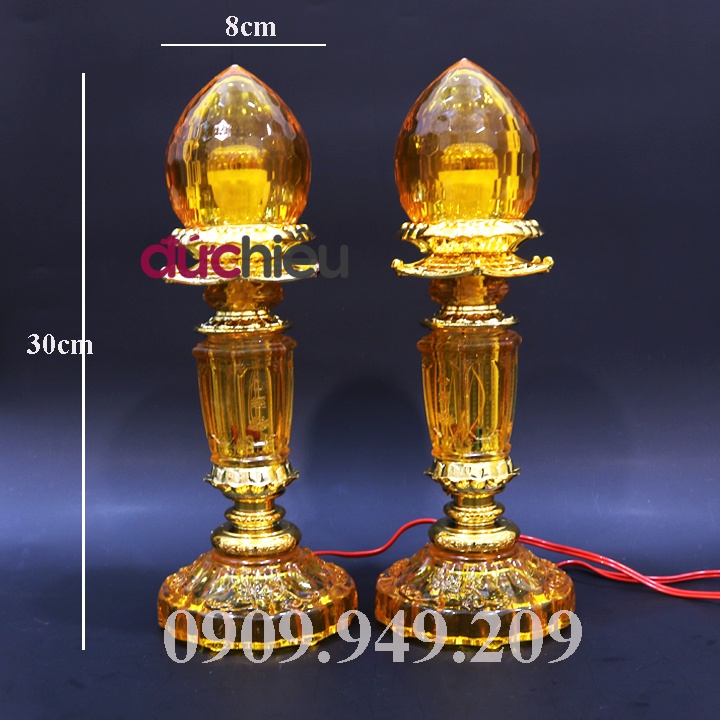 Bộ 2 đèn trái đào để bàn thờ cúng trang trí gia tiên, tết – Đức Hiếu Shop