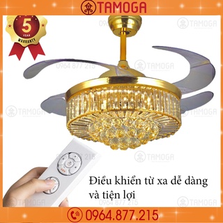 Quạt trần, quạt trần đèn chùm trang trí phòng khách Pha lê TAMOGA DQ 8018 + Tặng kèm khiển
