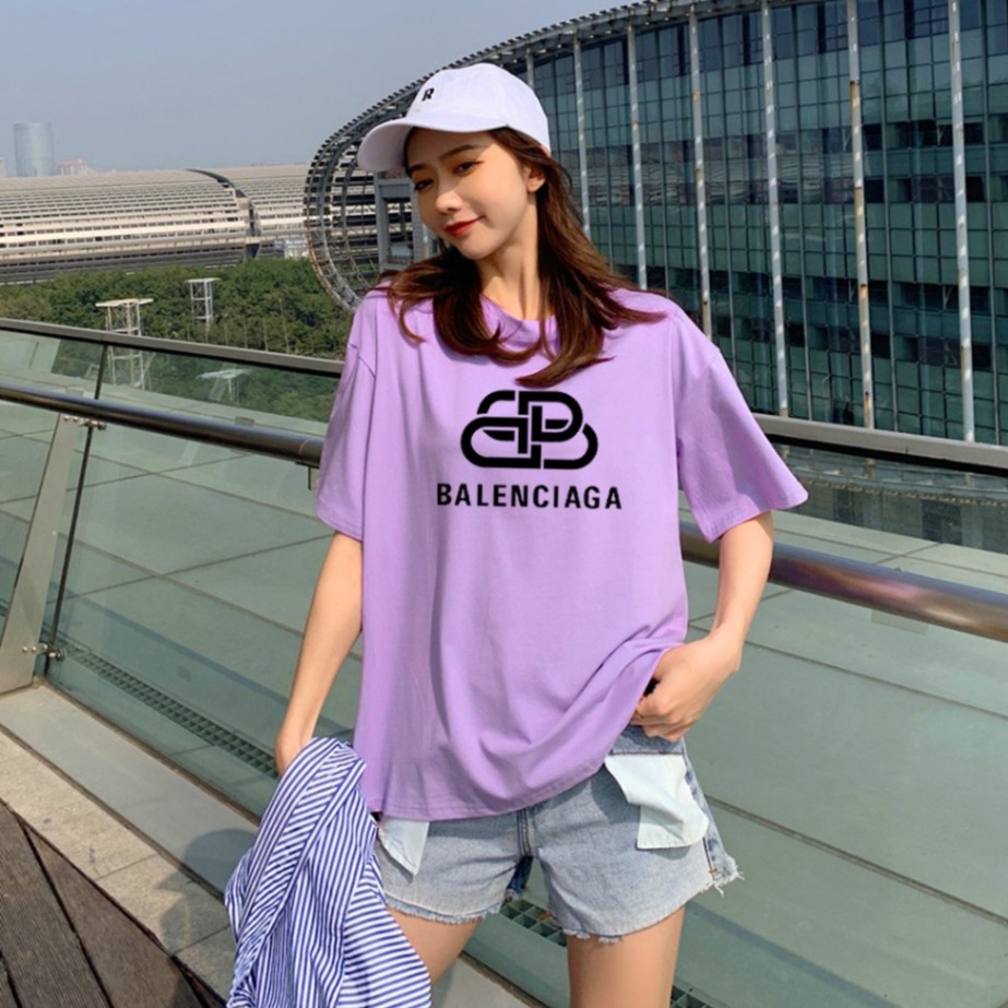 Áo Thun Unisex Nam Nữ Tay Lỡ Form Rộng In Balenciaga Logo Vector