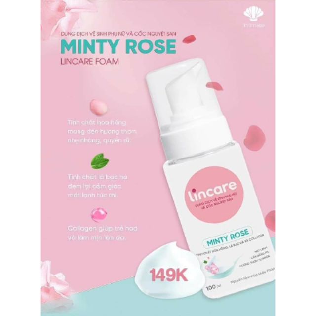 DUNG DICH VỆ SINH LINCARE FOAM MINTY ROSE CHÍNH HÃNG