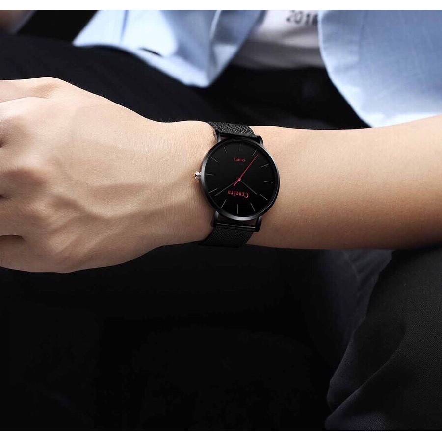 Đồng hồ nam CRNAIRA CR02 chính hãng dây lưới thép nhuyễn mặt tròn có lịch xem ngày | BigBuy360 - bigbuy360.vn