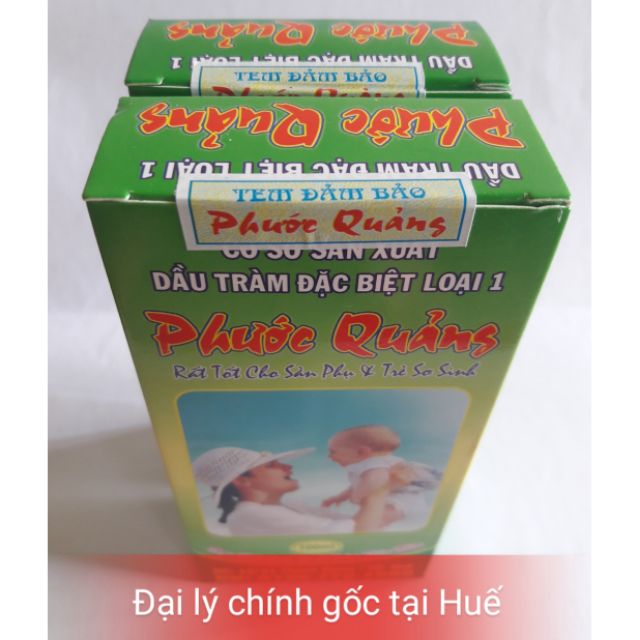 Tinh dầu tràm Huế loại đặc biệt nguyên chất Phước Quảng cho trẻ sơ sinh, có hộp, tem đảm bảo