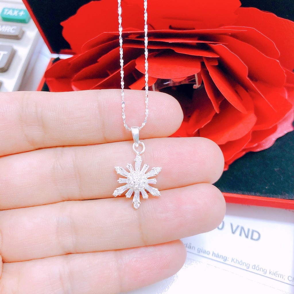 Dây chuyền nữ bạc thật mặt hoa tuyết gắn đá sang chảnh LINH MIU SILVER