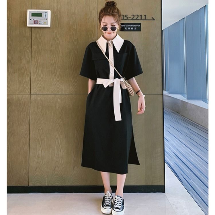 Women's mid-length skirt new Korean student temperament slim flower bell flower dress Mori retro style