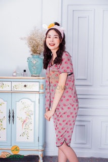 Bộ lụa hoạ tiết Tim Đôi - Lửng