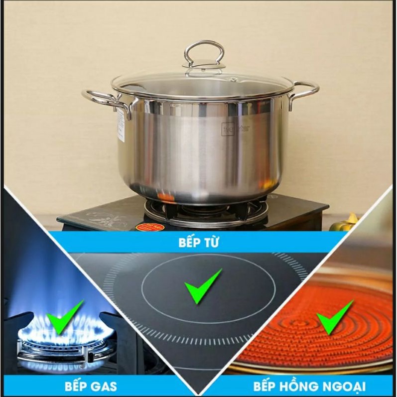 Nồi inox cao cấp FIVESTAR 28 CM NẮP kiếng 3 đáy nấu  được bếp từ, bếp ga, bếp hồng ngoại