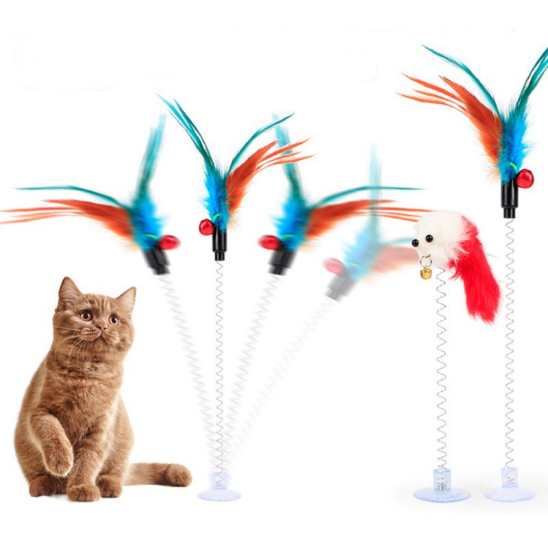 Đồ chơi chuột giả gắn lông vũ & mút cho mèo