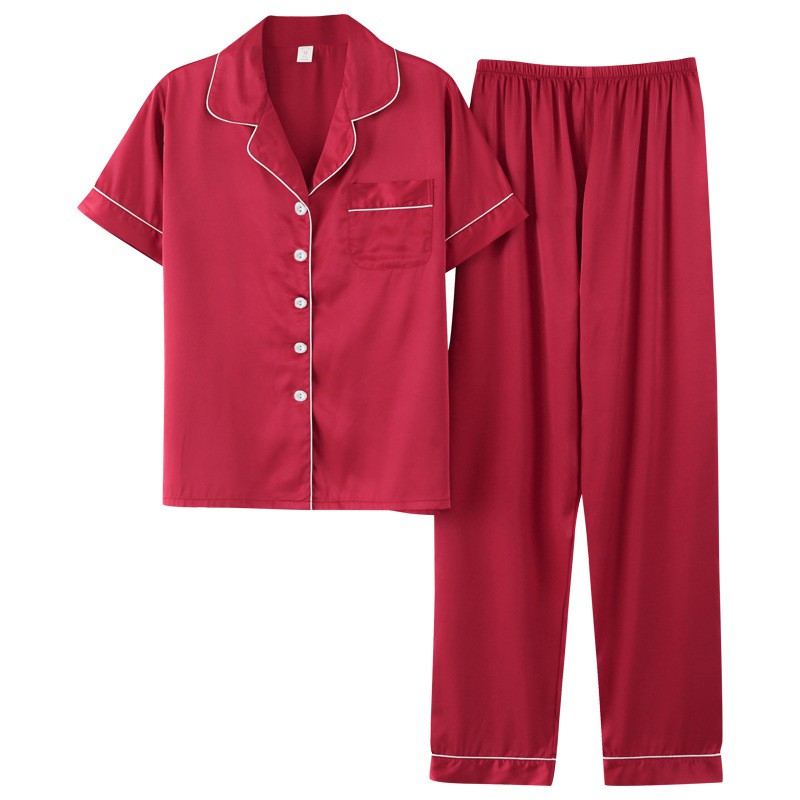 Bộ Đồ Ngủ Ngắn Tay Vải Phi Bóng Cho Nữ Size M-5Xl