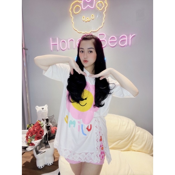 SET BỘ ĐI CHƠI - ÁO THUN SMILE IN HÌNH HOA PHỐI KÈM QUẦN SHORT NGẮN IN HOA NHÍ DỂ THƯƠNG - MÀU TRẮNG - SP001109