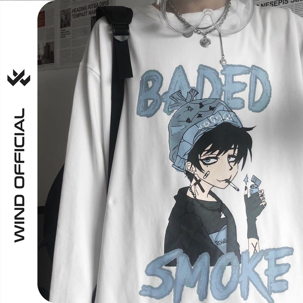 Áo thun tay dài Wind phông nam nữ form rộng BADED SMOKE unisex oversize ulzzang | BigBuy360 - bigbuy360.vn