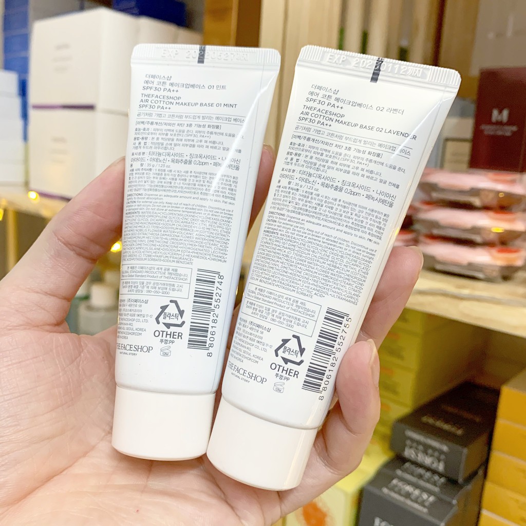 Kem lót điều chỉnh màu da THE FACE SHOP Air Cotton Makeup Base SPF30 PA++