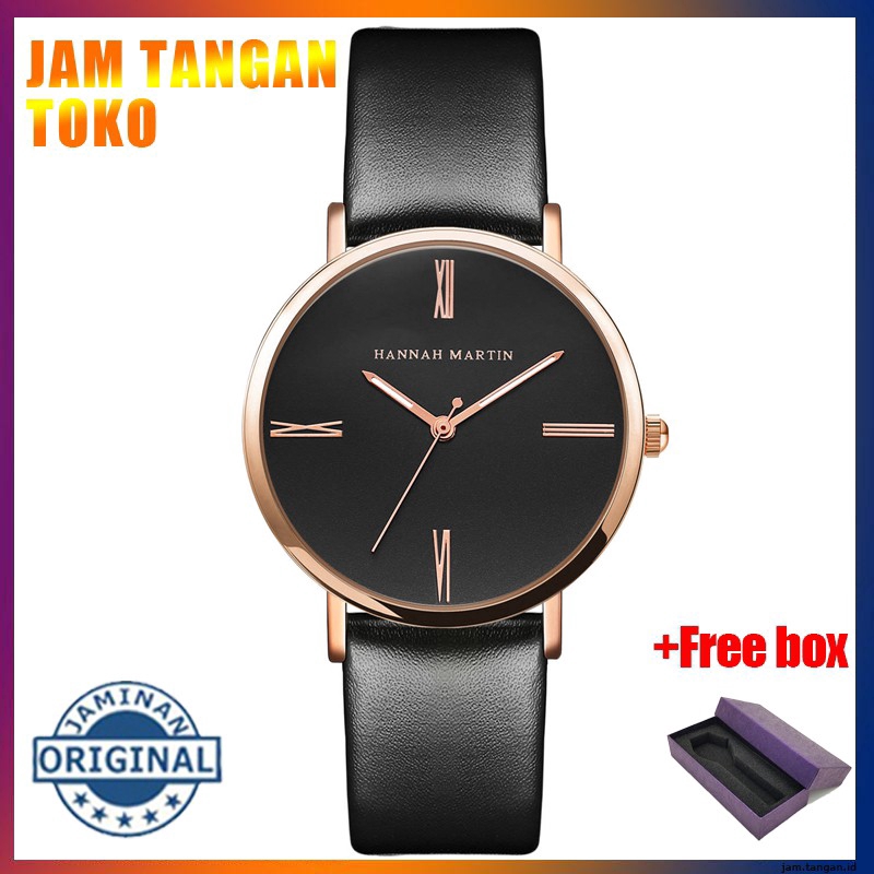 Đồng hồ nữ Women's Watches Hannah Martin 100% Original Fashion Casual Quartz Stainless steel Free Box Waterproof Analog Girl Leather Watch COD Chronograph Aktif ladies Wrist watches Ready Stock Gift Birthday N3801