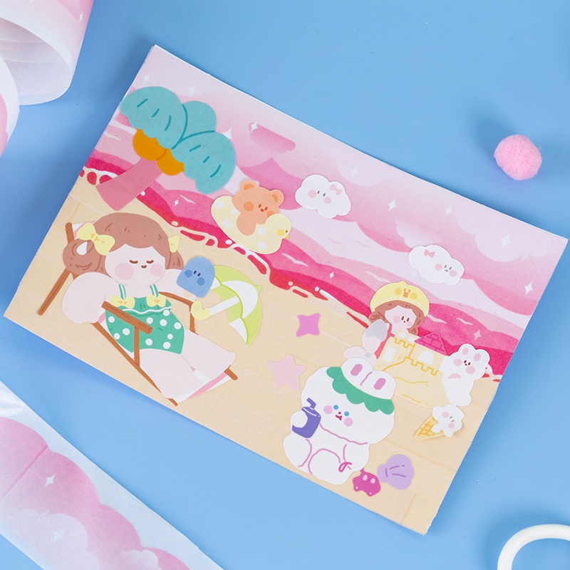 Set 12 Cuộn Băng Keo Washi In Họa Tiết Hoa Tự Nhiên Trang Trí Thủ Công