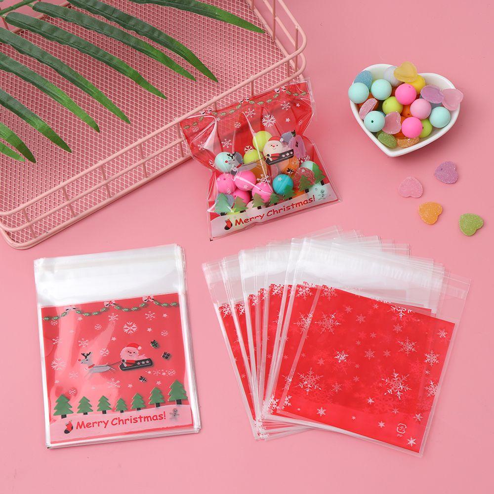 LAKAMIER Set 100 Túi Nhựa Đựng Bánh Quy Họa Tiết Giáng Sinh Dễ Thương