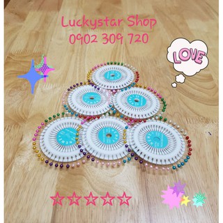 Set 40 cây Kim Gút / Kim Cúc đầu bọc nhựa tròn nhiều màu, dùng để ghim vải, cố định vải rất tiện dụng khi may / cắt vải.