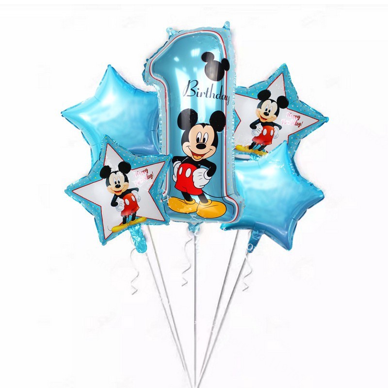 1 Bộ Bong Bóng Trang Trí Sinh Nhật 1 Tuổi Hình Mickey Và Số Dành Cho Bé