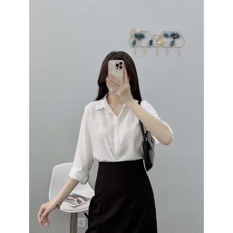 Áo sơ mi nữ chất vải đũi dày dặn đẹp | BigBuy360 - bigbuy360.vn