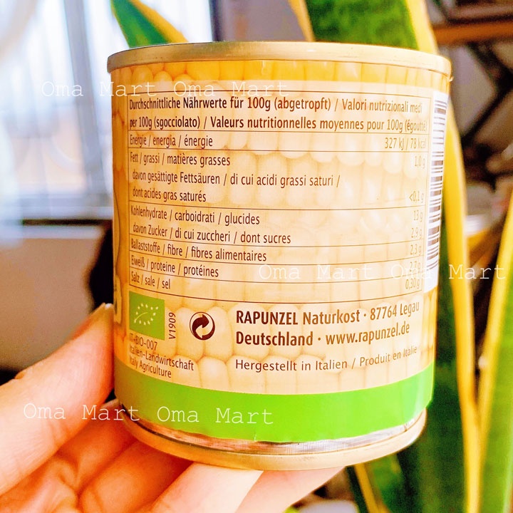 Ngô ngọt hữu cơ Rapunzel (160g) hộp