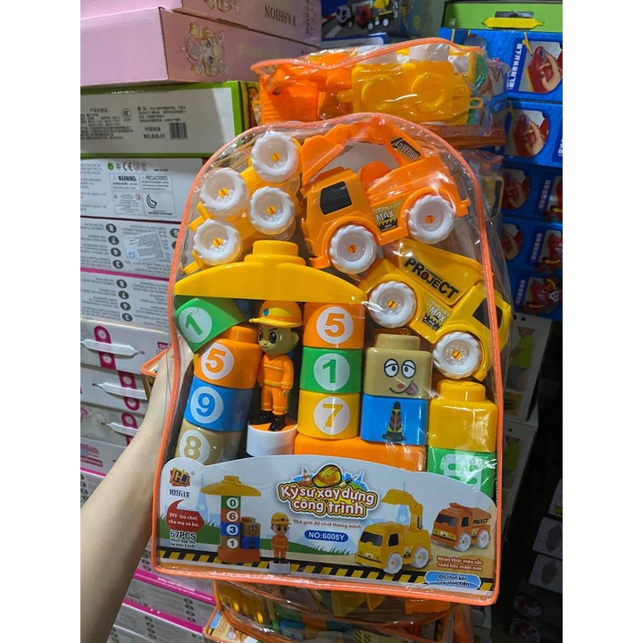 Bộ Đồ Chơi Xếp Hình Công Trường Xây Dựng Vui Nhộn 57 Chi Tiết Cho Bé - Bộ Xếp Hình Thông Minh