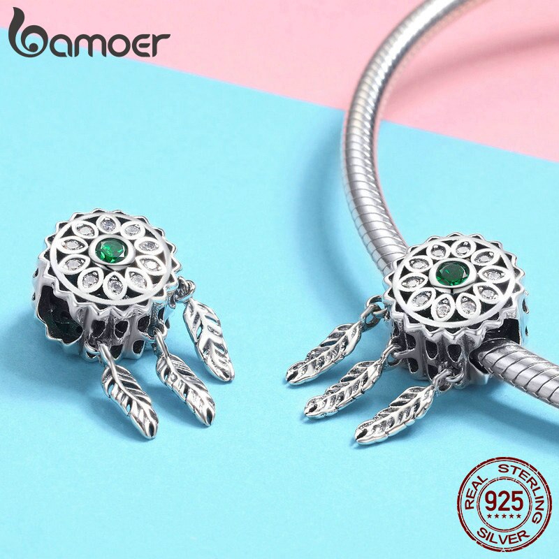 Hạt Charm Bamoer SCC893 Bạc 925 Hình Vòng Bắt Giấc Mơ Vintage Dùng Trang Trí Nữ Trang DIY