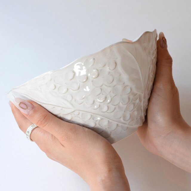 Bát sứ tô sứ Fleur màu trắng Nhật Bản, đường kính 12/14/17cm | Sa Maison x Kiyohara