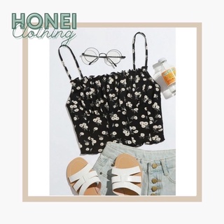Áo croptop 2 dây hoạ tiết mùa hè xinh xắn kèm ảnh thật