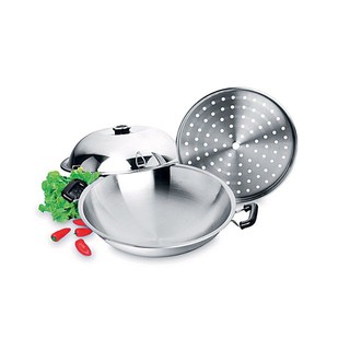 Chảo inox sâu lòng có vỉ hấp Zebra 42cm 176202. Hàng Zebra Thái Lan cao cấp dày nặng