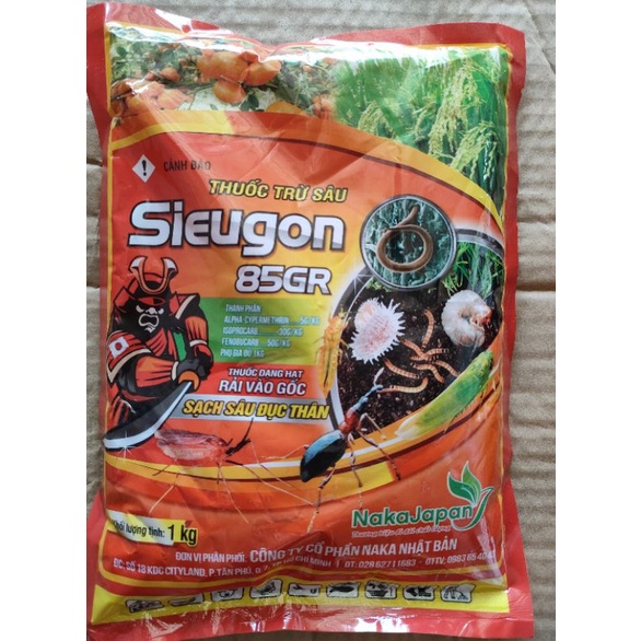 Sản phẩm xử lý đất trồng mới, Sieugon 85gr gói 1kg, chuyên diệt kiến, dế nhũi, giun đất, sâu đất, côn trùng cắn rễ