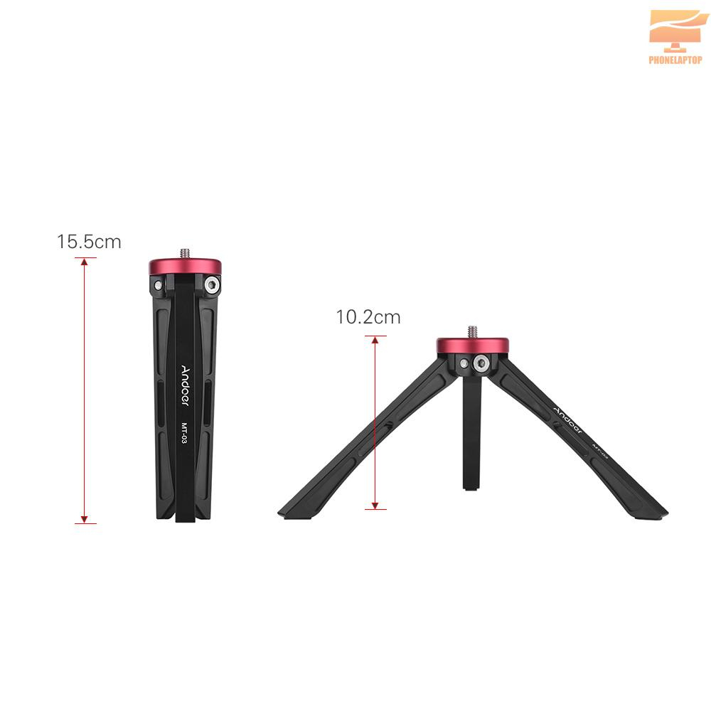 Giá Đỡ Ba Chân Andoer Mt-03 Bằng Hợp Kim Nhôm Có Ốc Vít 1 / 4-3 / 8 Inch Cho Máy Ảnh Canon Nikon Sony Dslr Ildc Action. 20kg