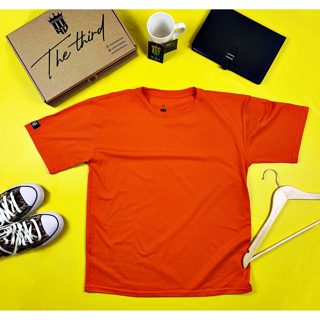Áo thun Unisex The Third Basic Tee phông trơn nam nữ tay lỡ oversize form rộng  màu cam