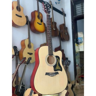 Đàn guitar acoustic TOKADO màu đen CÓ TY kèm 06 món phụ kiện