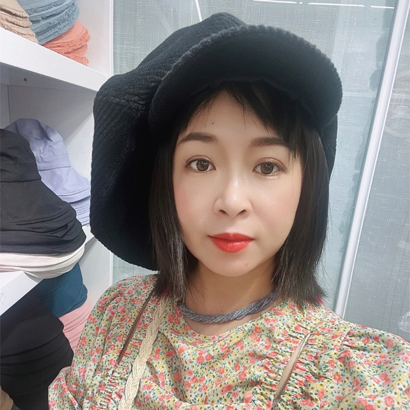 Mũ Beret Nhung Màu Đen Phong Cách Retro Thời Trang