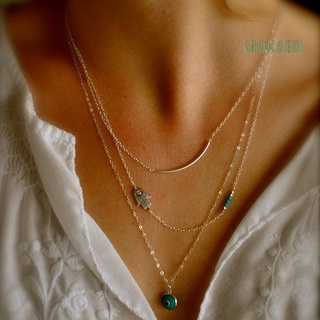 Vòng cổ Choker 3 lớp đính đá ngọc lam hình bàn tay Hamsa Fatima