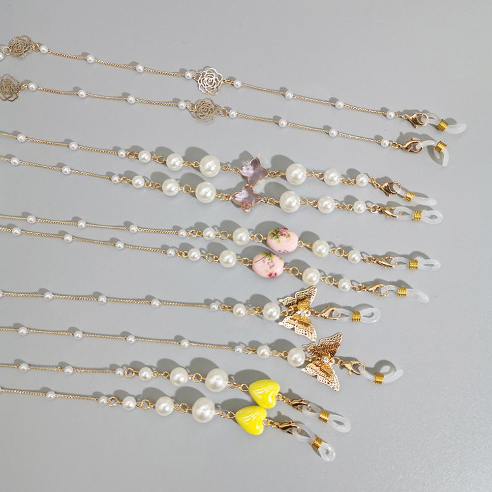 Dây Đeo Kính Chống Thất Lạc Hình Trái Tim / Bướm Lấp Lánh Thời Trang|Mặt Nạ Chuỗi Hạt Thiết Kế Độc Đáo Thời Trang Cao Cấp