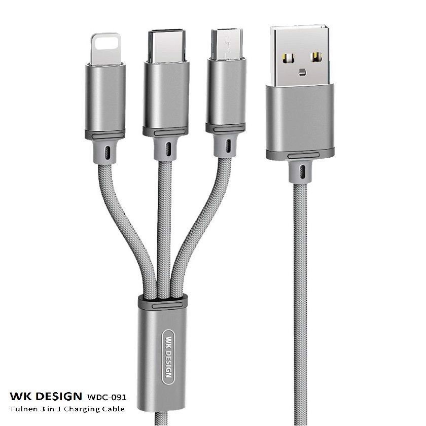 Cáp sạc 3 đầu type c iphone micro usb chính hãng 3in1 Remax WK WDC - 103 FULL BOX