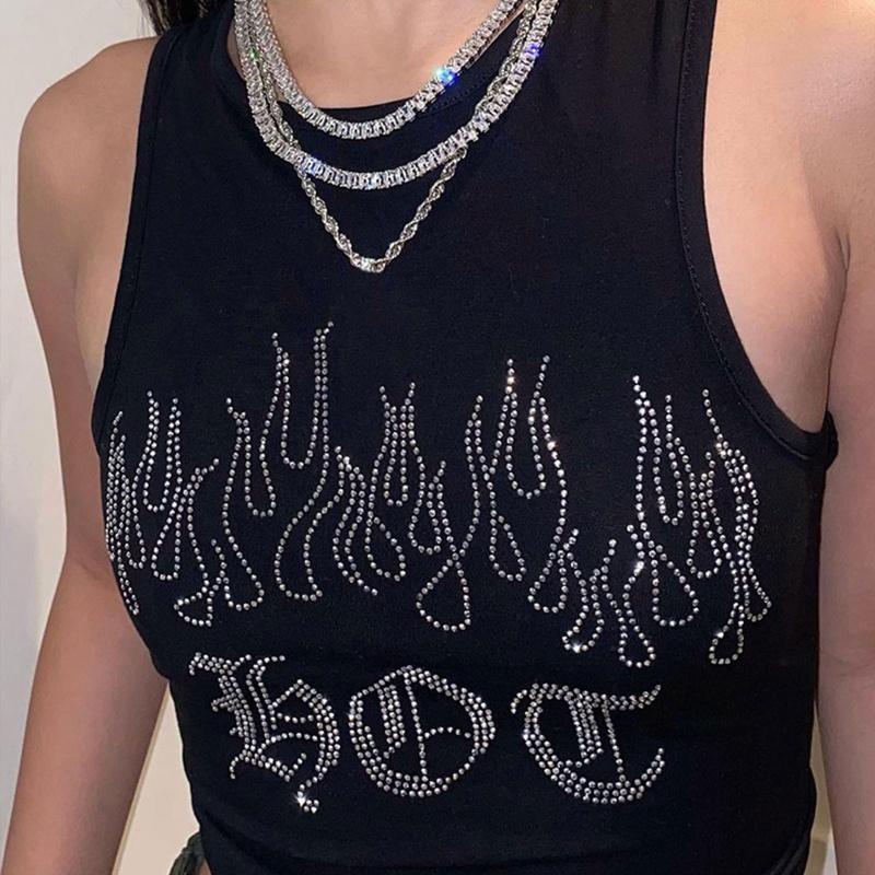 Áo croptop sát nách đính đá họa tiết bướm phong cách Harajuku thời trang cho nữ