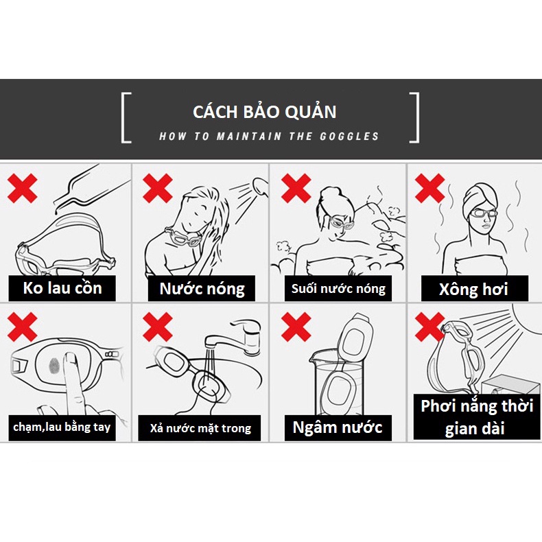 Kính bơi freesize chống thấm nước, chống tia UV, chống bám hơi nước ngăn mờ kính cho nam,nữ
