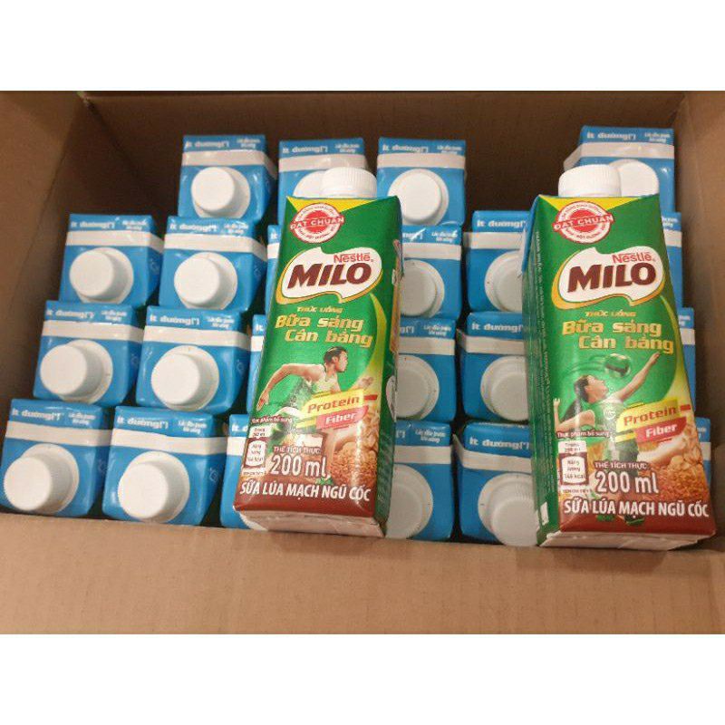 Hộp sữa lúa mạch Nestle Milo Teen bữa sáng ít đường 200ml