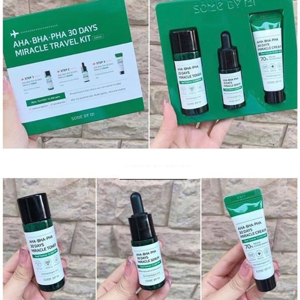 Bộ Kit 3 Sản Phẩm Dưỡng Da Giảm Mụn Some By Mi AHABHAPHA 30 Days Miracle Travel Kit