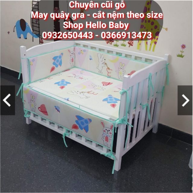 Bộ quây cũi 4 mảnh cho kt 110*70,Chất vải cotton Hàn nhập khẩu 100%