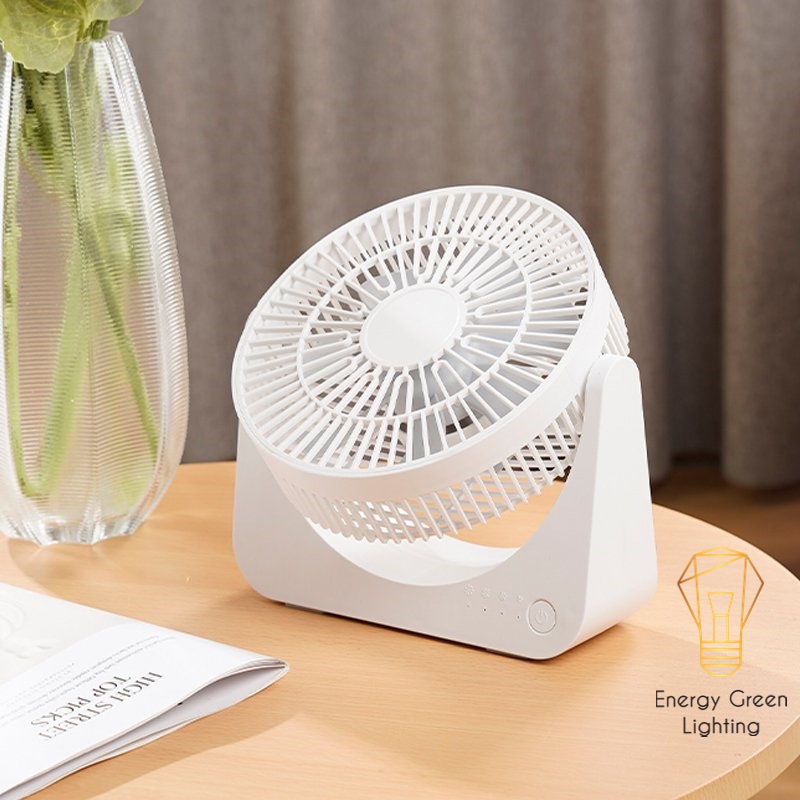 Quạt Tích Điện Để Bàn Energy Green Lighting F4 - 4Tốc Độ Gió - Pin 3600mAh Siêu Khỏe - Lật Lên Lật Xuống 90 Độ