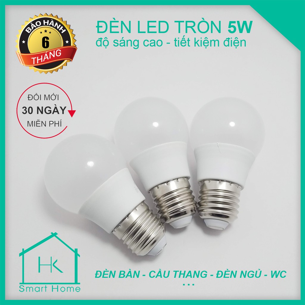 Bóng Đèn LED Tròn 5W Dùng Cho Đèn Bàn, Cầu Thang, Phòng Ngủ, WC, Phòng Tắm Giá Rẻ