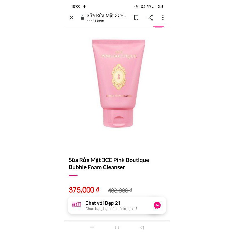 Sữa Rửa Mặt 3CE Pink Boutique Bubble Foam Cleanser(đọc mô tả)