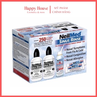 Set 2 bình rửa + 250 gói muối + 1 xịt mũi Neilmed