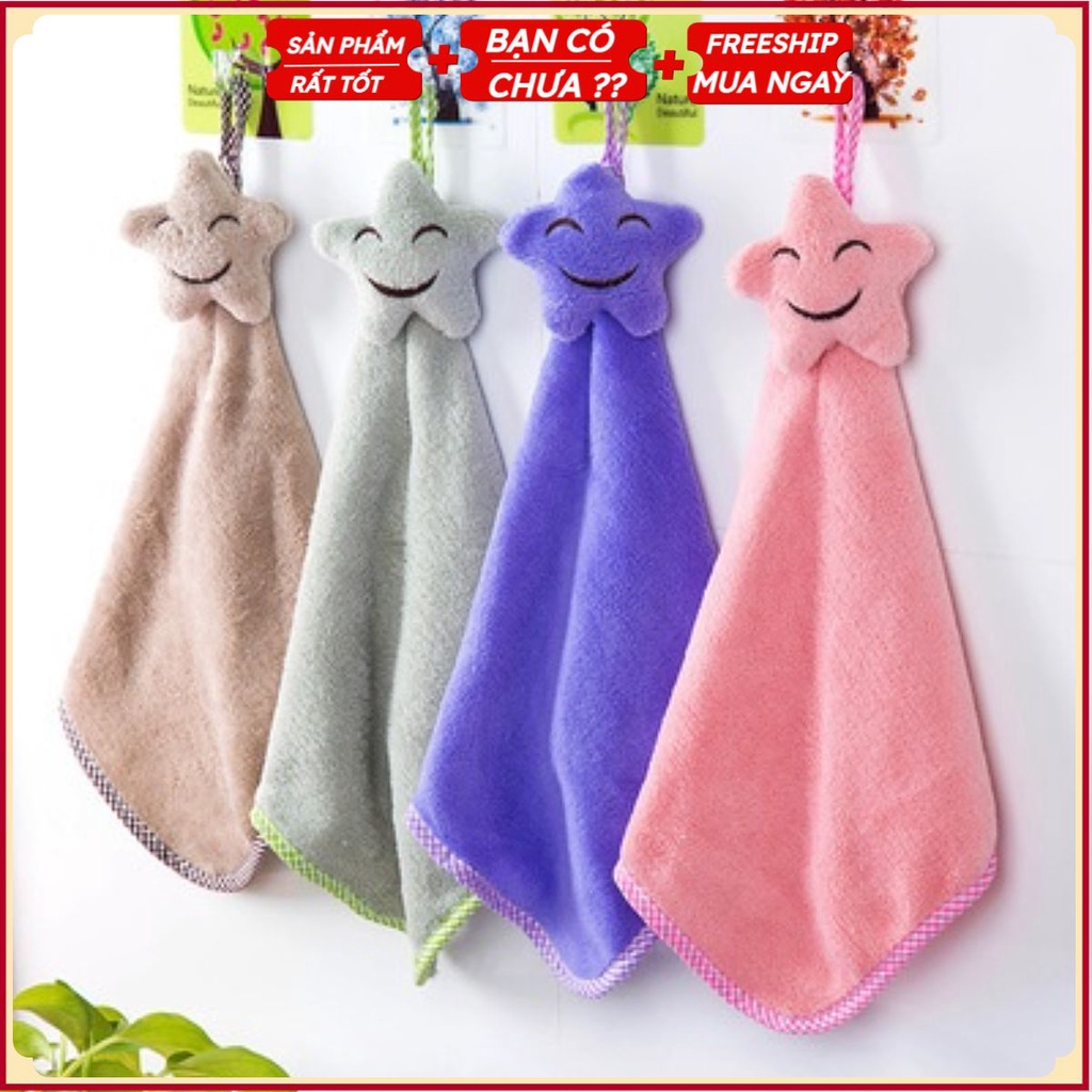 1K- 𝑹𝒆̉ 𝒏𝒉𝒂̂́𝒕 𝒔𝒉𝒐𝒑𝒆𝒆  Khăn lau tay lau bếp đa năng hình ngôi sao hai mặt dễ thương có móc treo tường siêu thấm hút T2