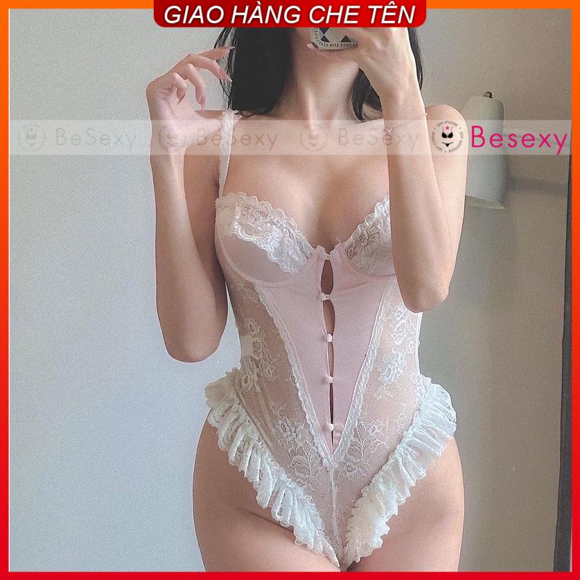 Bodysuit Ren Lụa Cao Cấp Đồ Ngủ Liền Thân Nữ Gợi Cảm Lãng Mạn