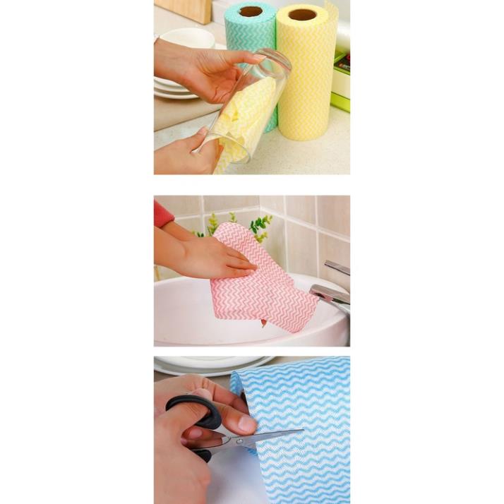 Cuộn Giấy Lau Đa Năng, Khăn Lau Bếp Vải Không Dệt (50 khăn)